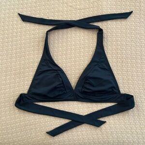 Athleta Women’s Black Halter Adjustable Strap Tie Bikini Top Small Like New